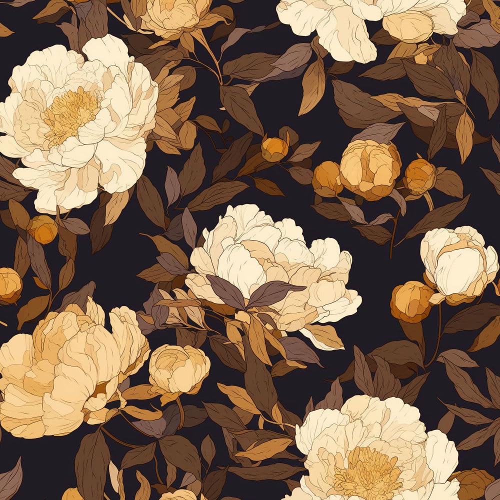 JIAOQSS Removable Wallpaper Dark Black Pink Floral Stick on Wallpaper Plum Floral Peony Flowers Wallpaper Waterproof Vinyl Contact Paper for Bedroom Kitchen Living Room Wall Cabinet Shelf Cupboard
