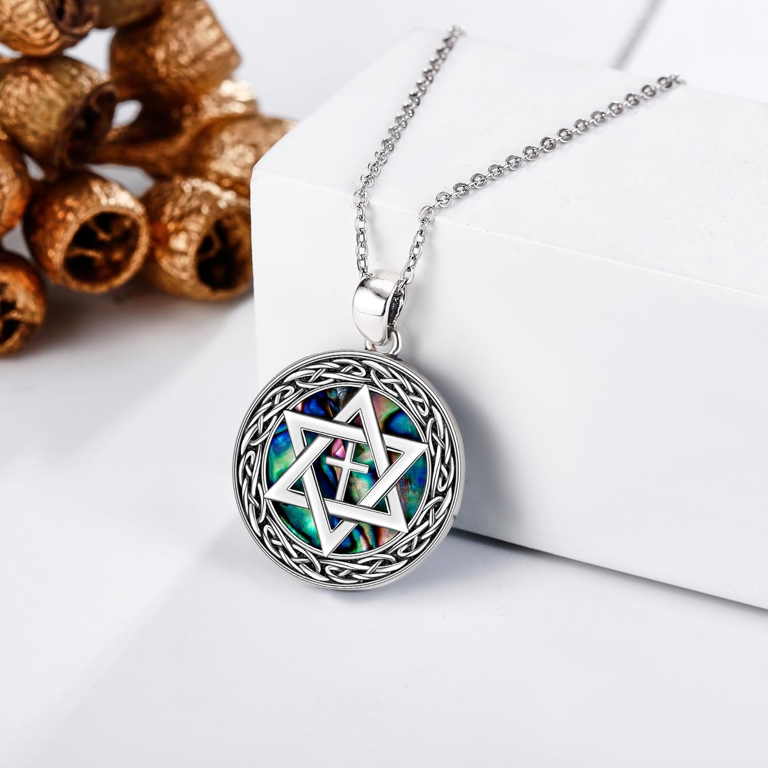 YFN Jewish Star of David Necklace Sterling Silver Celtic Cross Star of David Pendant Necklace Judeo Christian Religious Jewelry for Women(cross star of david) - Image 4