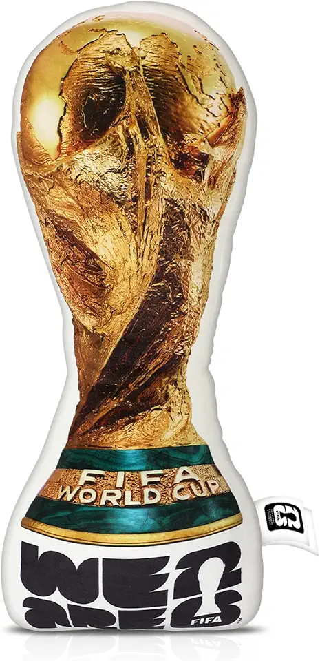 Almofada de pelúcia oficial do troféu da Copa do Mundo da FIFA, 36,8 cm, inspirada em 1:1, em tamanho real, para festas temáticas de futebol, eventos olímpicos e decorações da Copa do Mundo de 2026