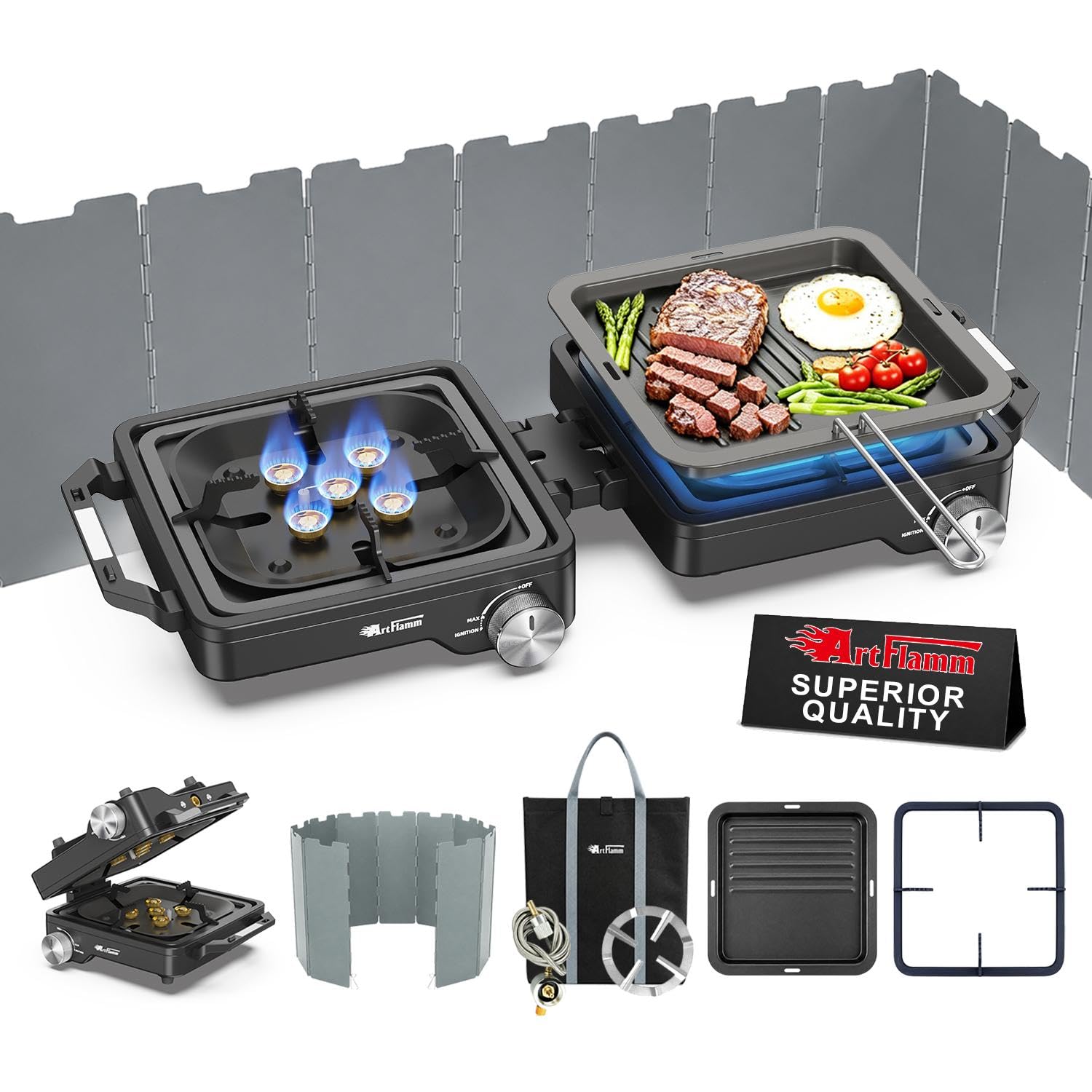 Photo 1 of ARTFLAMM 29000 BTU 2-Burner Camping Stove with Grill Pan