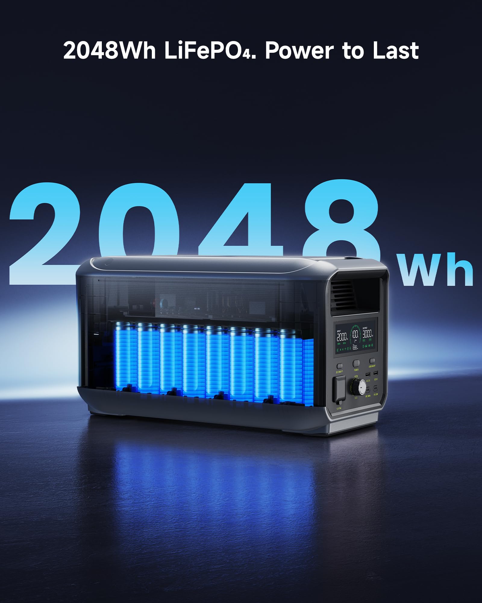 FOSSiBOT F3000 Station Électrique Portable 2048Wh avec Panneau Solaire 200W, 3000W(Peak 6000W), Charge Rapide 2000W, Mode ECO, Protection BMS pour Camping-Car, Maison, Voyage