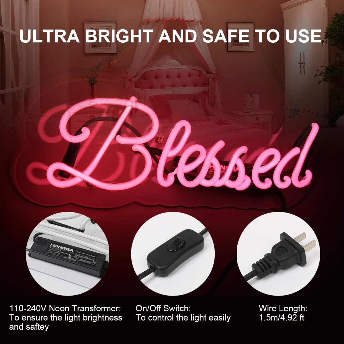 🛒 Crazy Deals Neon Signs 15 x 4 Inch Handmade Glass 3D Visual Effect Blessed Neon Lights Plug-in Decorative Sign Pink Novelty Night Light for Bedroom Living Room Dormitory Wall Office Ball Party Decor Birthday Gift 40% Off Discount Neon Signs 15 x 4 Inch Handmade Glass 3D Visual Effect Blessed Neon Lights Plug-in Decorative Sign Pink Novelty Night Light for Bedroom Living Room Dormitory Wall Office Ball Party Decor Birthday Gift