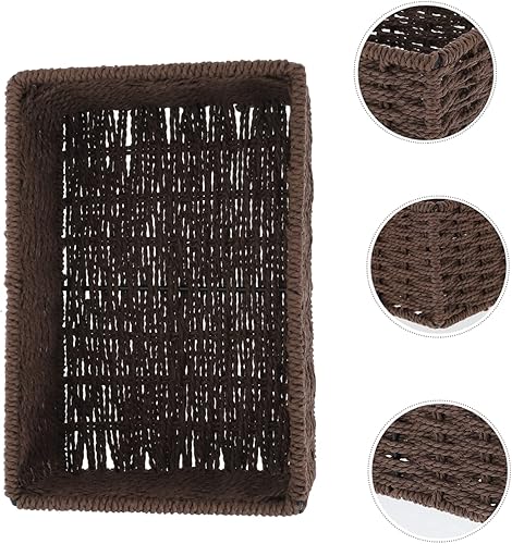 Miniatura 5 de Caja de almacenamiento pequeña cesta tejida cesta de almacenamiento tejida de escritorio cesta de almacenamiento decorativa cestas tejidas para