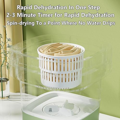 Miniatura 5 de Lavadora y secadora portátil 2 en 1, mini lavadora con cesta de secadora giratoria y 3 modos de lavado y capacidad de 11 litros para apartamento,