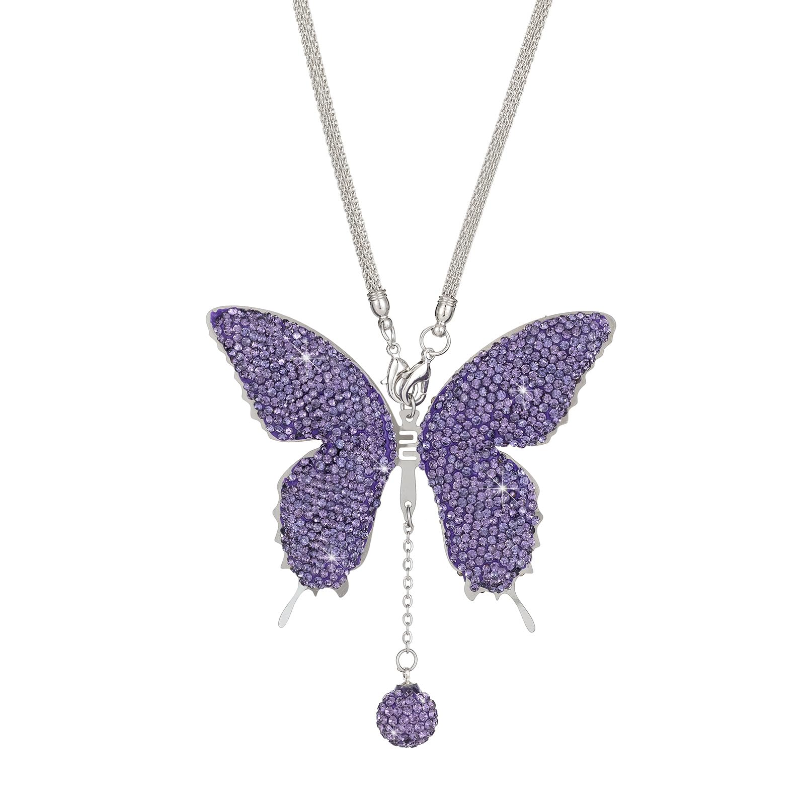 Rhinestone Butterfly Car Rear View Glass Ornament Diamond Car Pendant Lucky Window Hanging Accessories Pendant
