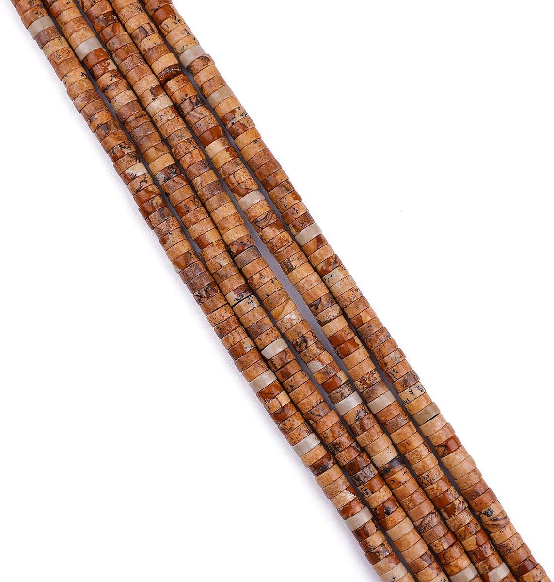 Natural Brown Picture Jasper Spacer Beads Caps Loose Semi Gemstone for Beading Jewelry Making 6mmx3mm 38cm - Image 3