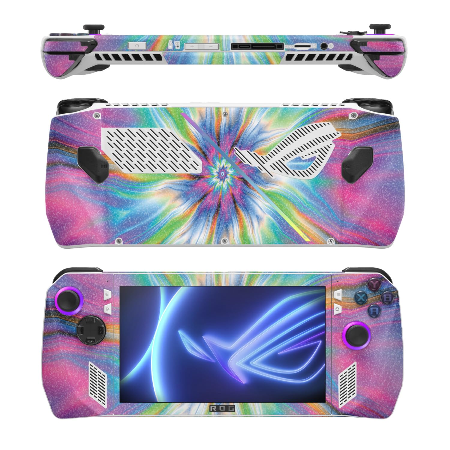 MightySkins Glossy Glitter Skin Compatible with Asus ROG Ally - Prismatic Vortex | Protective, Durable High-Gloss Glitter Finish | Easy to Apply
