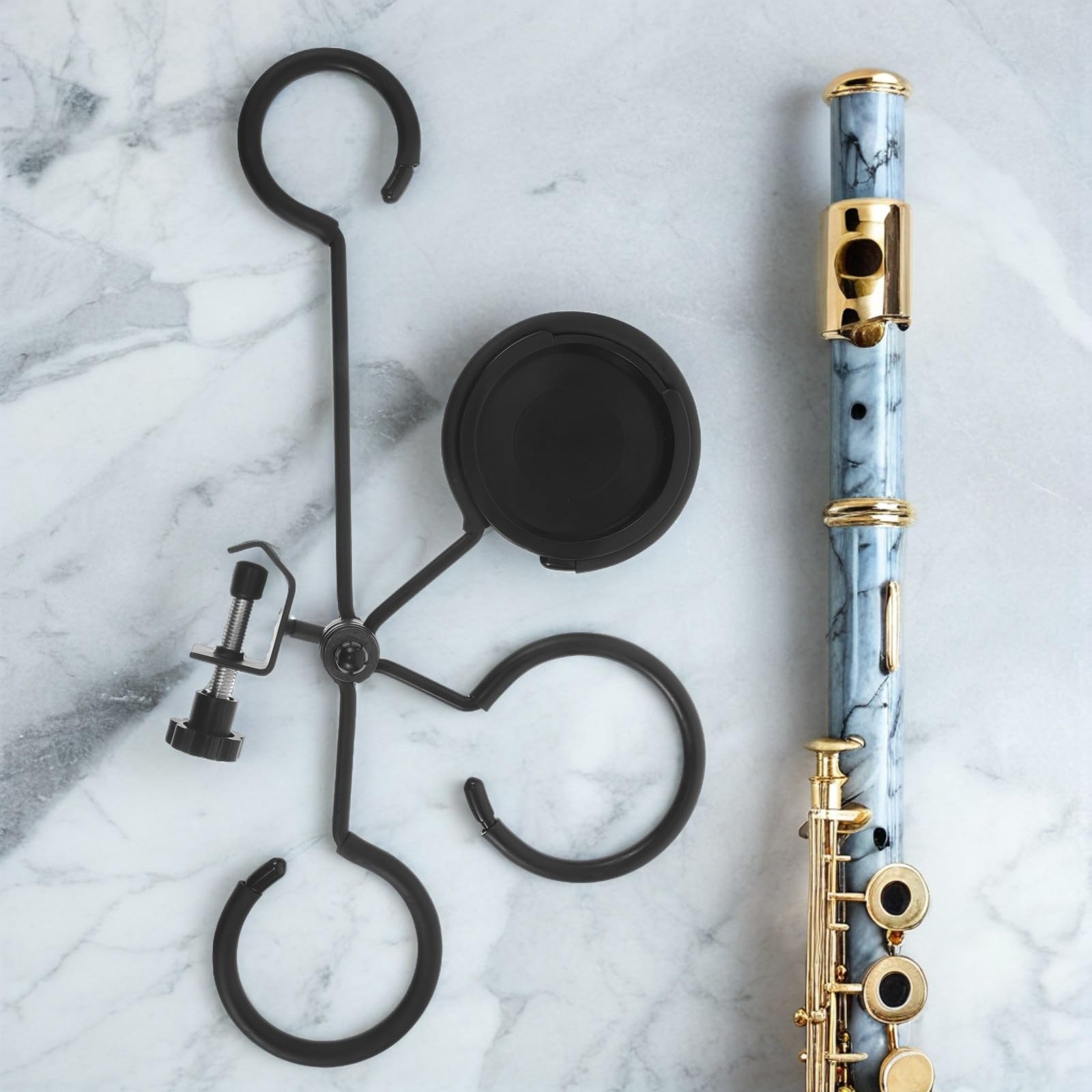 ibasenice Supporto per Sordina per Trombone e Cornetta in Metallo Leggero con Vassoio Girevole Nero per Concerti e Prove Musicali