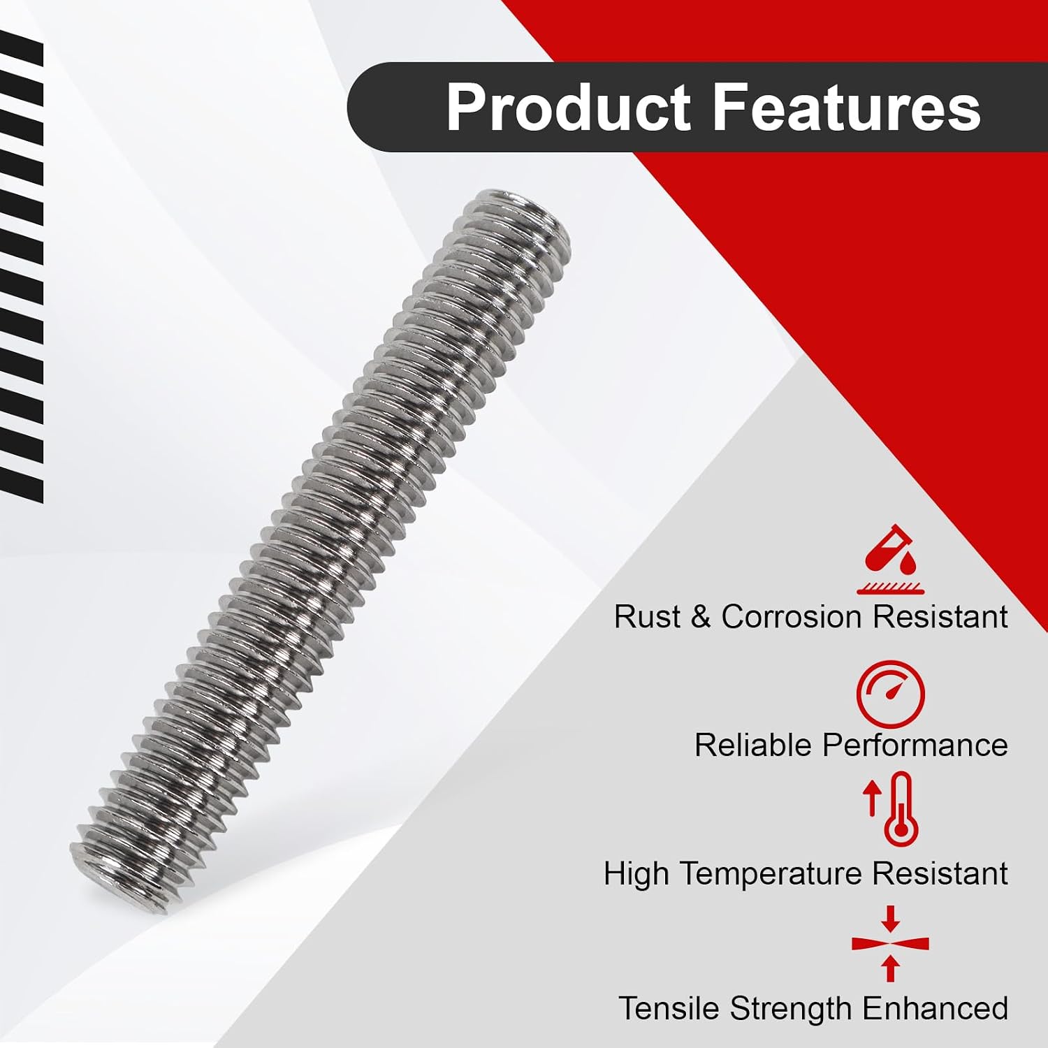 Exhaust Manifold Stud Kit 10 PCS M8 x 1.25 Stainless Steel Exhaust Manifold Bolts Compatible with Honda Acura for B C D F H K Series Engines（50mm）