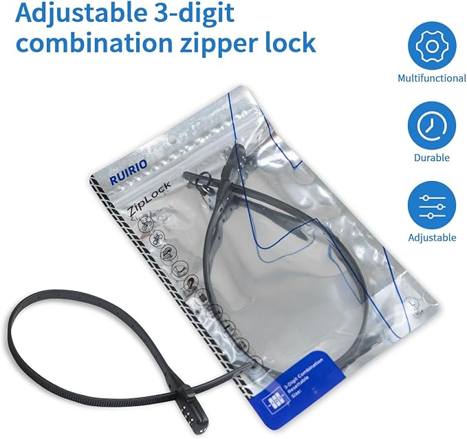Candado de cable ajustable con combinación para bicicleta, 2 unidades miniatura 6