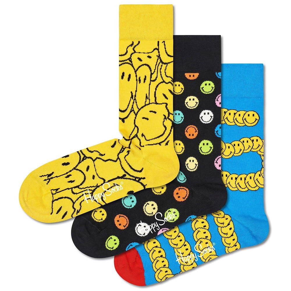 Happy Socks Unisex Smiley Socken, 6 Paar HS470, 41-46