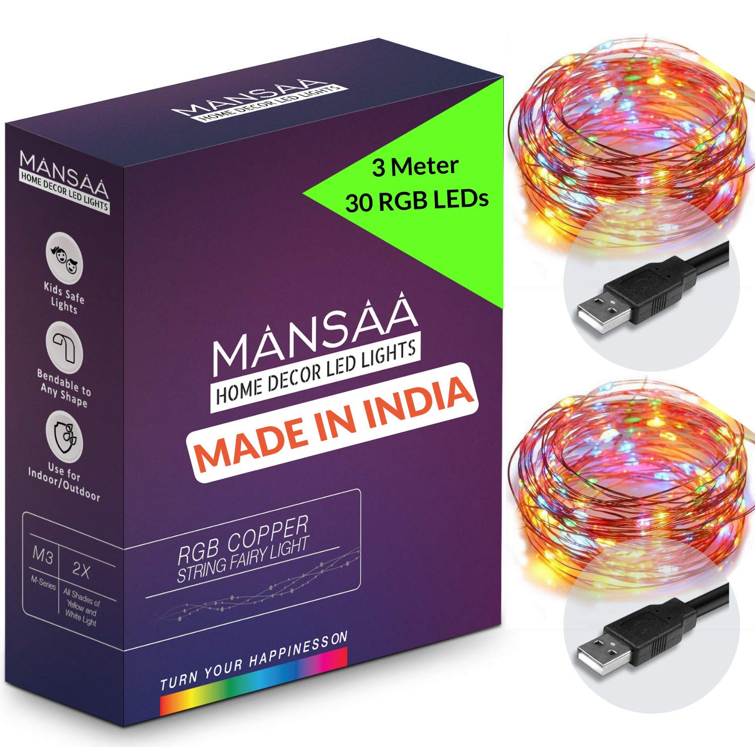 MANSAA Lights for Home Decoration | 18 Months Warranty | 3 Meter, 30 LEDs | Fairy Lights, Diwali Light, Led Lights, String...