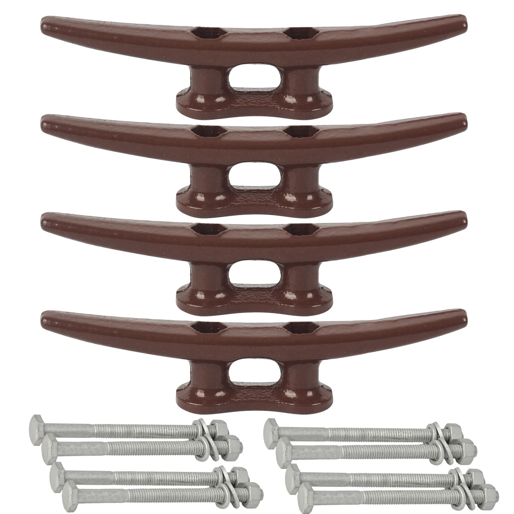 VEITHI 6 inch Powder Painted Brown Dock Cleats Boat Cleats, Boat Dock Cleats Rope Cleat with Hardware Ideal for Boat, Decks, Piers for Tying up Boats,Marine Decor,Boat Ties - 4 Pack