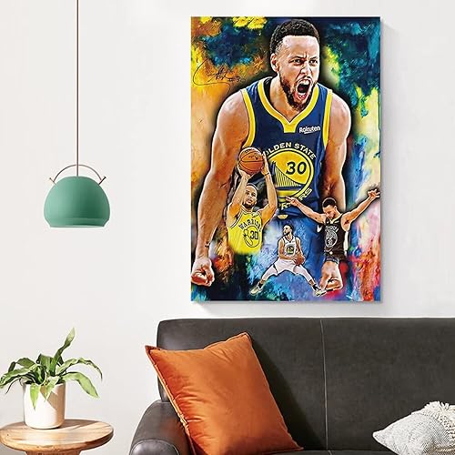 Miniatura 4 de Póster de Stephen Curry con 3 impresiones artísticas en lienzo para el hogar, baño, dormitorio, oficina, sala de estar, decoración de lienzo sin