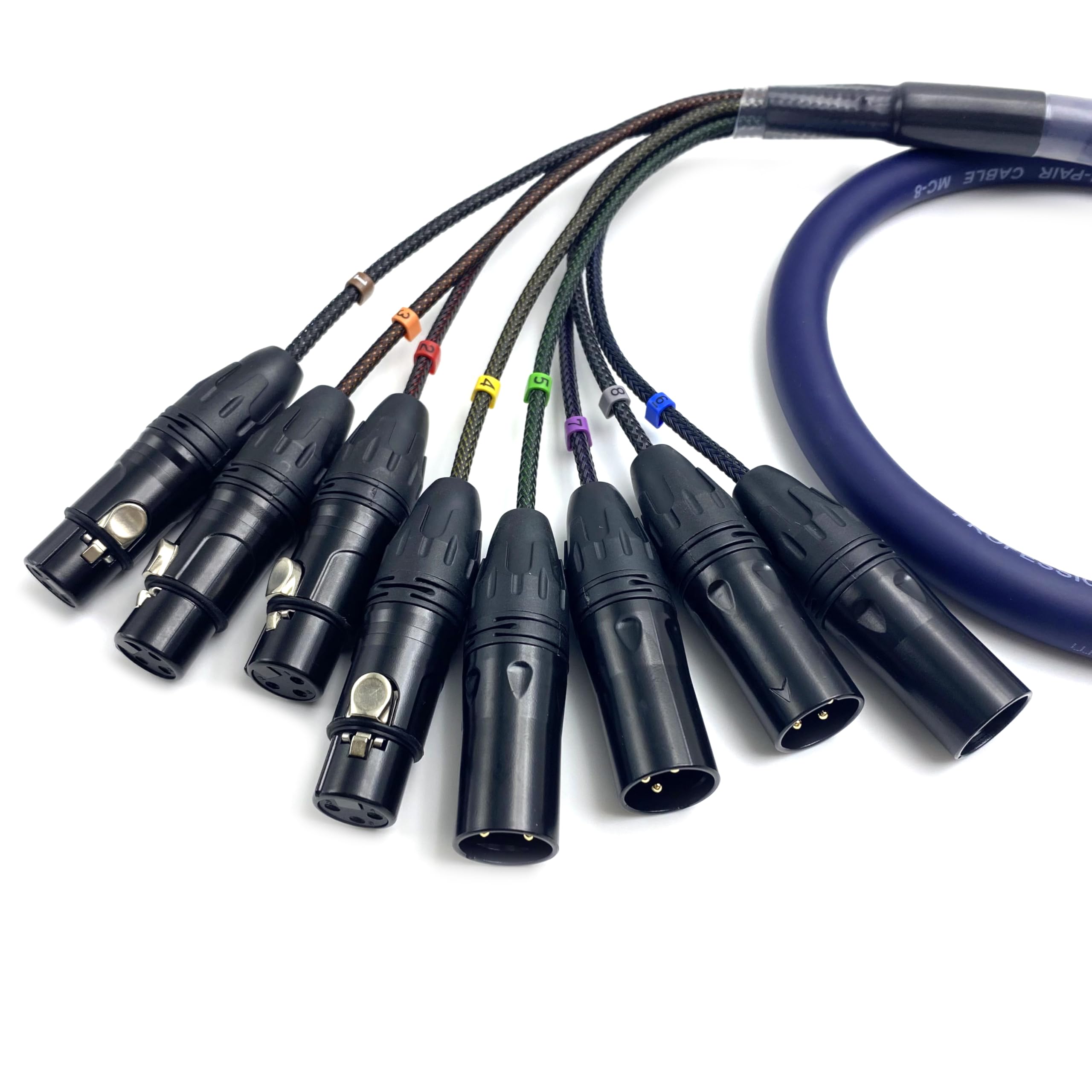 Cavo a serpente bilanciato da DB25 maschio a 8 canali XLR a 3 pin, 4 femmina e 4 maschi, da DB25 a XLR, cavo a serpente per interfaccia modulare, altamente schermato, audio analogico, cavo in