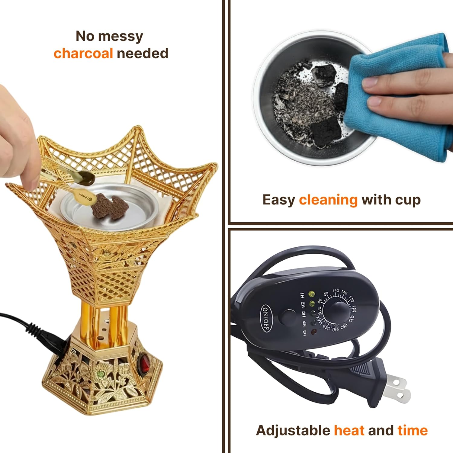 Electric Incense Burner with Adjustable Heat & Timer – Bakhoor & Oud Burner for Home