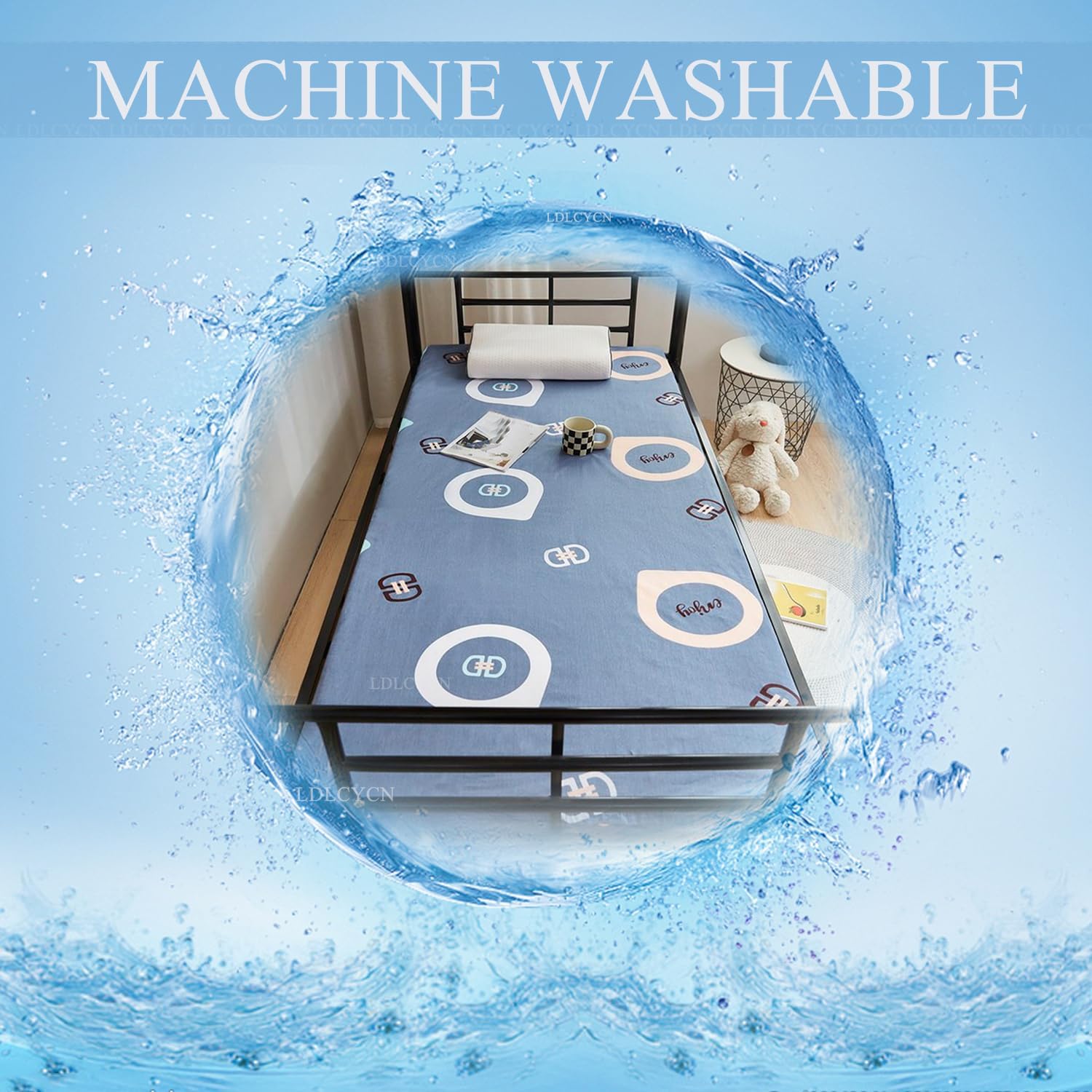 A,90x190cm,LDLCYCN Cotton Floor Futon Mattress Cover with Zipper Twin Size Traditional Dustproof Mattress Protector Soft Futon Slipcover Japanese Tatami Floor Mattress Cover Washable