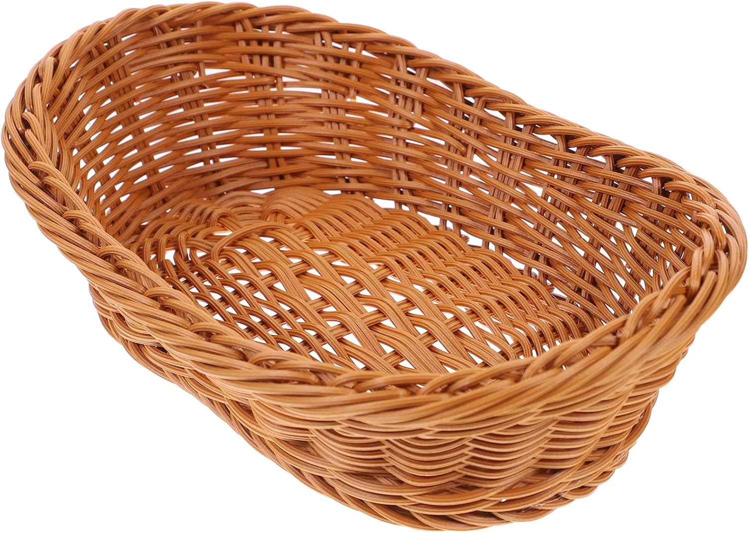 Imitation Rattan Bread Basket Fruit Container 28x19x9.5cm Woven Food Organizer Decorative Serving Basket for Home and Store Display