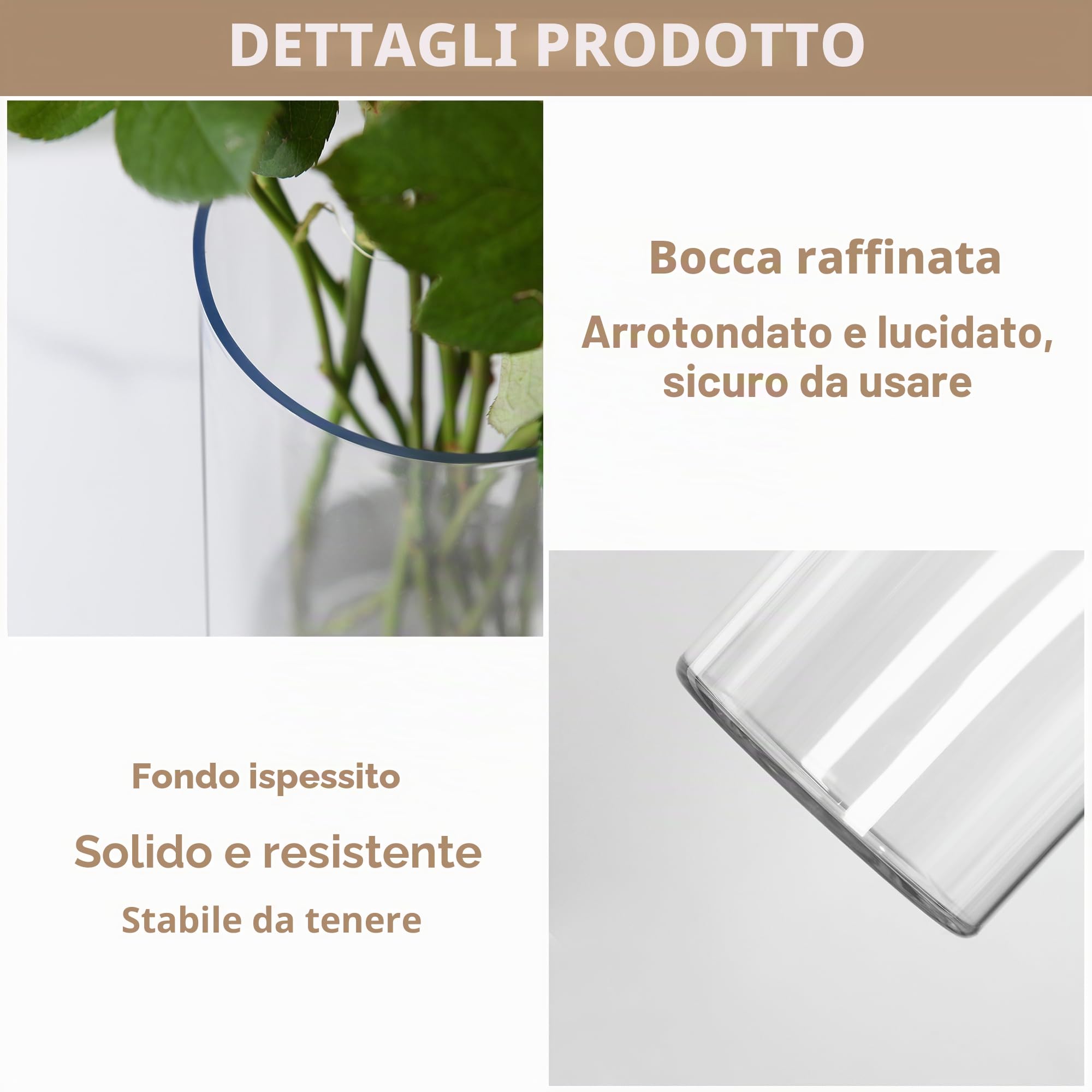 Vaso Acrilico Trasparente per Fiori - Vasi Cilindrici Infrangibili Decorativi, Portafiori Moderno per Interni/Esterni, Regalo Matrimonio/Casa/Ufficio, Centrotavola per Cena/Feste-15x40cm
