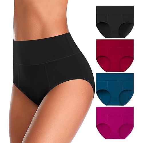 UMMISS Womens Underwear Cotton High Waisted Tummy Control Panties Plus Size Full Coverage Ladies Briefs