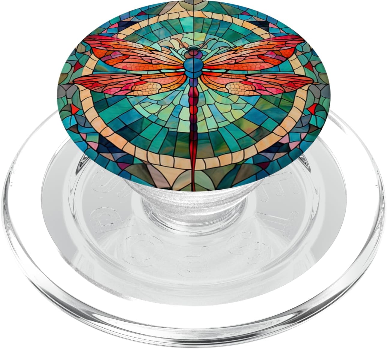 Aesthetic Stained Glass Colorful Dragonfly Abstract PopSockets PopWallet for MagSafe