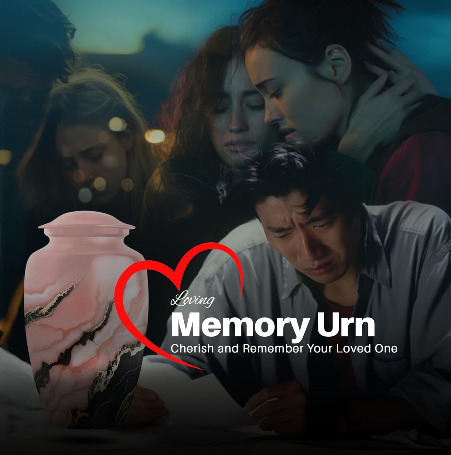 Yatskia Pink Urn for Ashes for Women, Urns for Human Ashes Adult Female, (Large, 10 Inch)