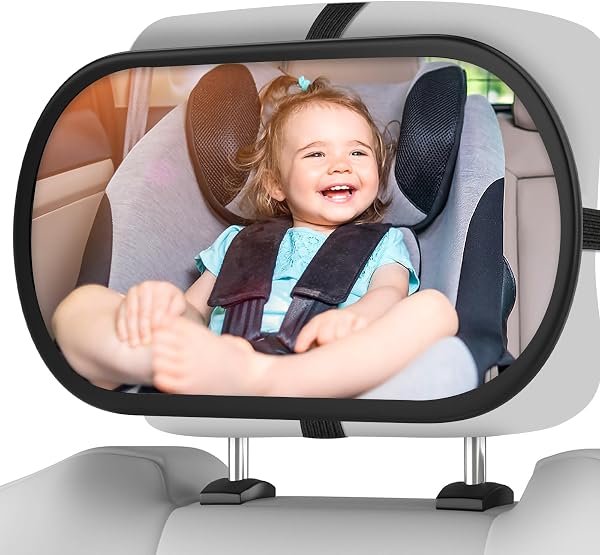 Baby Car Mirror, Safety Car Seat Mirror for Rear Facing Infant, Clear Wide View, 360°Rotation, Easily Observe the Baby Move, Secure, Shatterproof, Crash Tested and Certified (Black) - 1