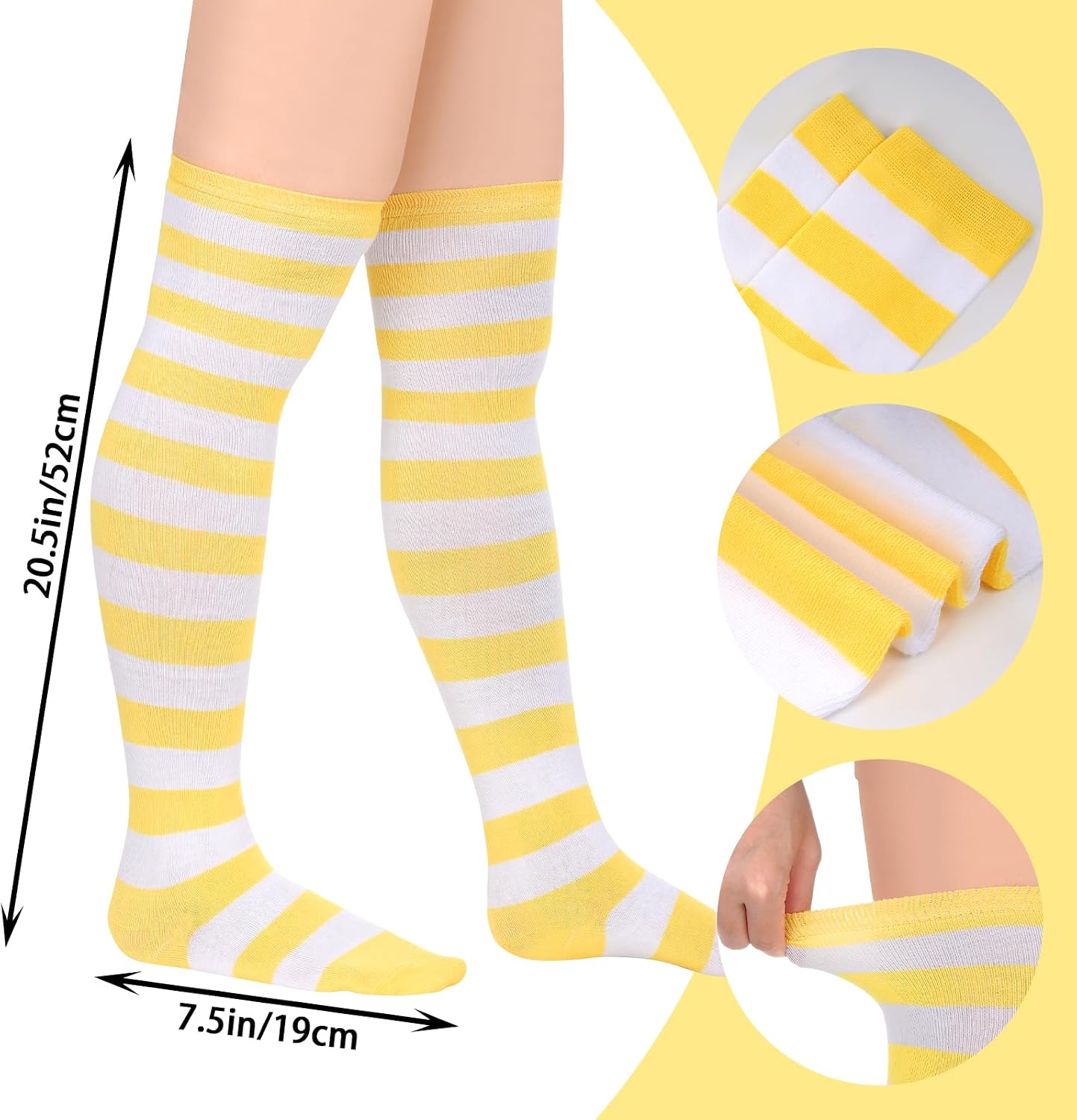 Women Striped Thigh High Socks, Over the Knee Costume Socks Leg Warmers