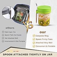 Vista 4 de Paquete de 4 recipientes de avena durante la noche con tapas y cuchara, tarros de vidrio de 16 onzas para avena durante la noche, contenedor