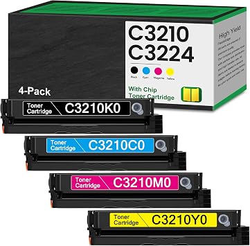 C3210K0 C3210C0 C3210M0 C3210Y0 High Yield Toner Cartridges with Chip 4-Color, Black Cyan Magenta Yellow Replacement for Lexmark C3224 C3326 C3426 MC3224 MC3326 MC3426 Printer Ink