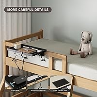 Vista 2 de Bedside Shelf Foldable, Metal Clip-On Bunk Bed Table Shelf for Top Bunk Heavy Duty Bed Side Table Tray for College Dorm Room Essentials, Loft