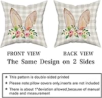 Vista 4 de Juego de 2 fundas de almohada de Pascua de 18 x 18 pulgadas, fundas de almohada decorativas de conejito de conejo, huevos de foral, funda de cojín