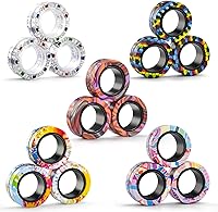 Vista 8 de Juego de 3 anillos magnéticos para ansiedad, anillos giratorios para adultos para terapia de alivio de ansiedad, rellenos de calcetines