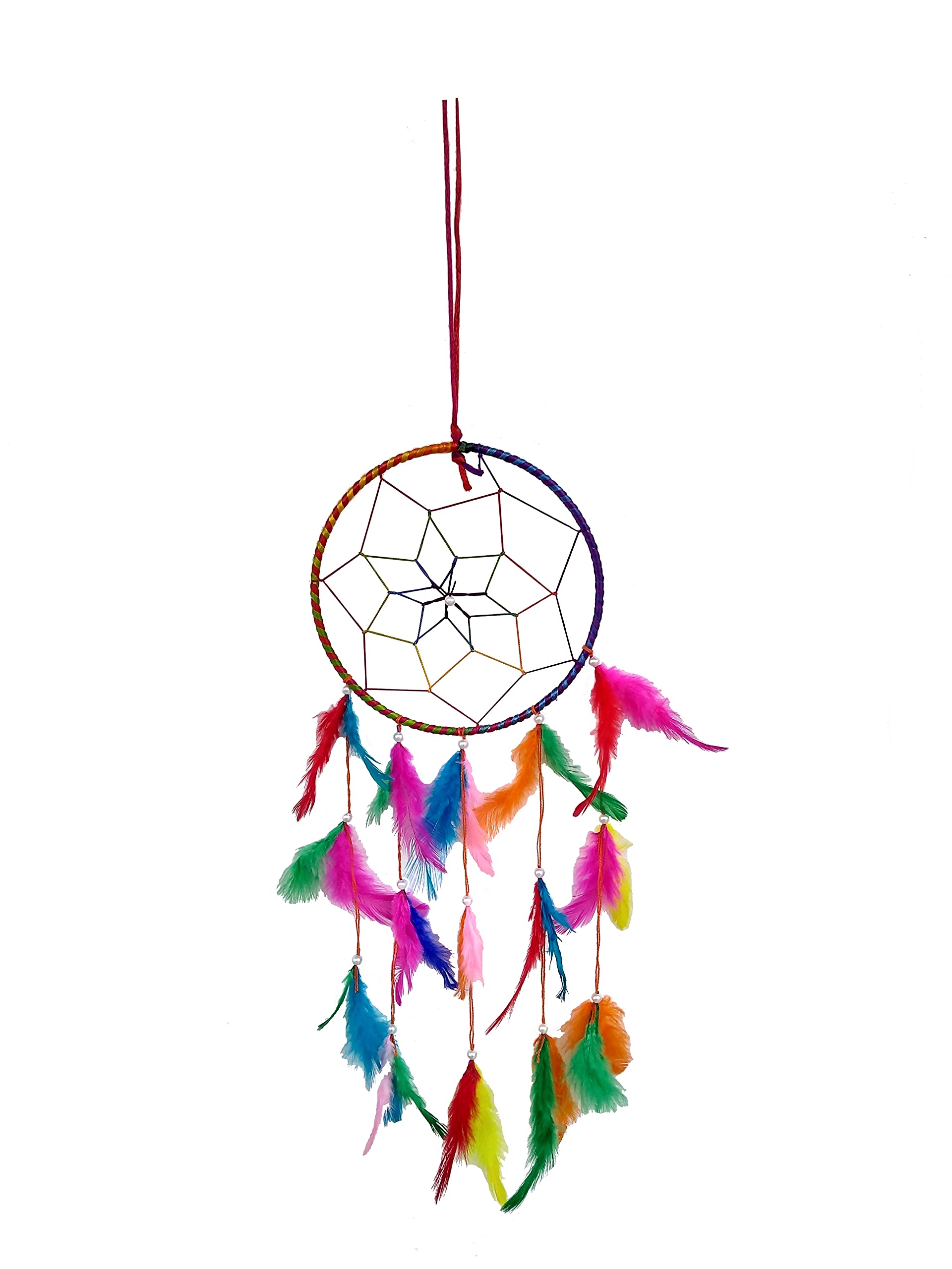 FIKIMOS Dream Catchers Wall Decor, Handmade Feather Bedroom Home Car Decor Nursery Room Hanging Decoration (Big One Multi Ring)