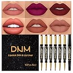 evpct 6 Pcs Lip Liner and Lipstick Set Kit Chestnut Nude Dark Red Matte Matt Mat 24 Hour Lipstick Pen and Lip Kit with Lip Liner Pencil Long Lasting Set for Women labiales mate 24 horas originales