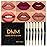 evpct 6 Pcs Lip Liner and Lipstick Set Kit Chestnut Nude Dark Red Matte Matt Mat 24 Hour Lipstick Pen and Lip Kit with Lip Liner Pencil Long Lasting Set for Women labiales mate 24 horas originales