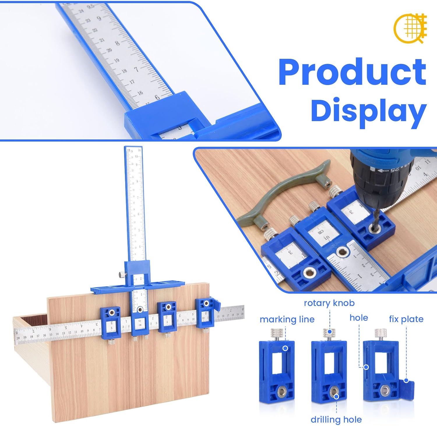 Cabinet Hardware Jig - Cabinet Handle Template with Engraved Rulers & Self-Punching Center, Perfect for Shaker Doors/Drawers