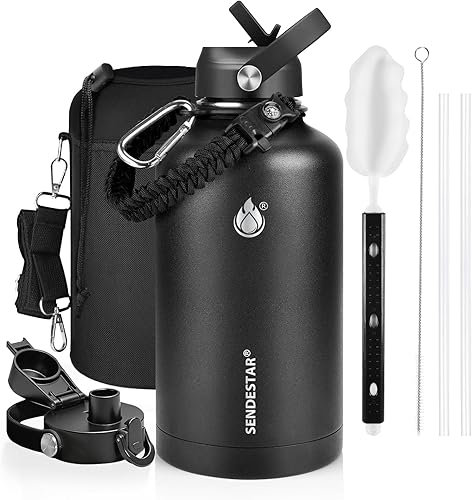 Miniatura 12 de SENDESTAR Botella de agua de boca ancha de acero inoxidable de 24 onzas, doble pared aislada al vacío, botella a prueba de fugas con tapa flexible