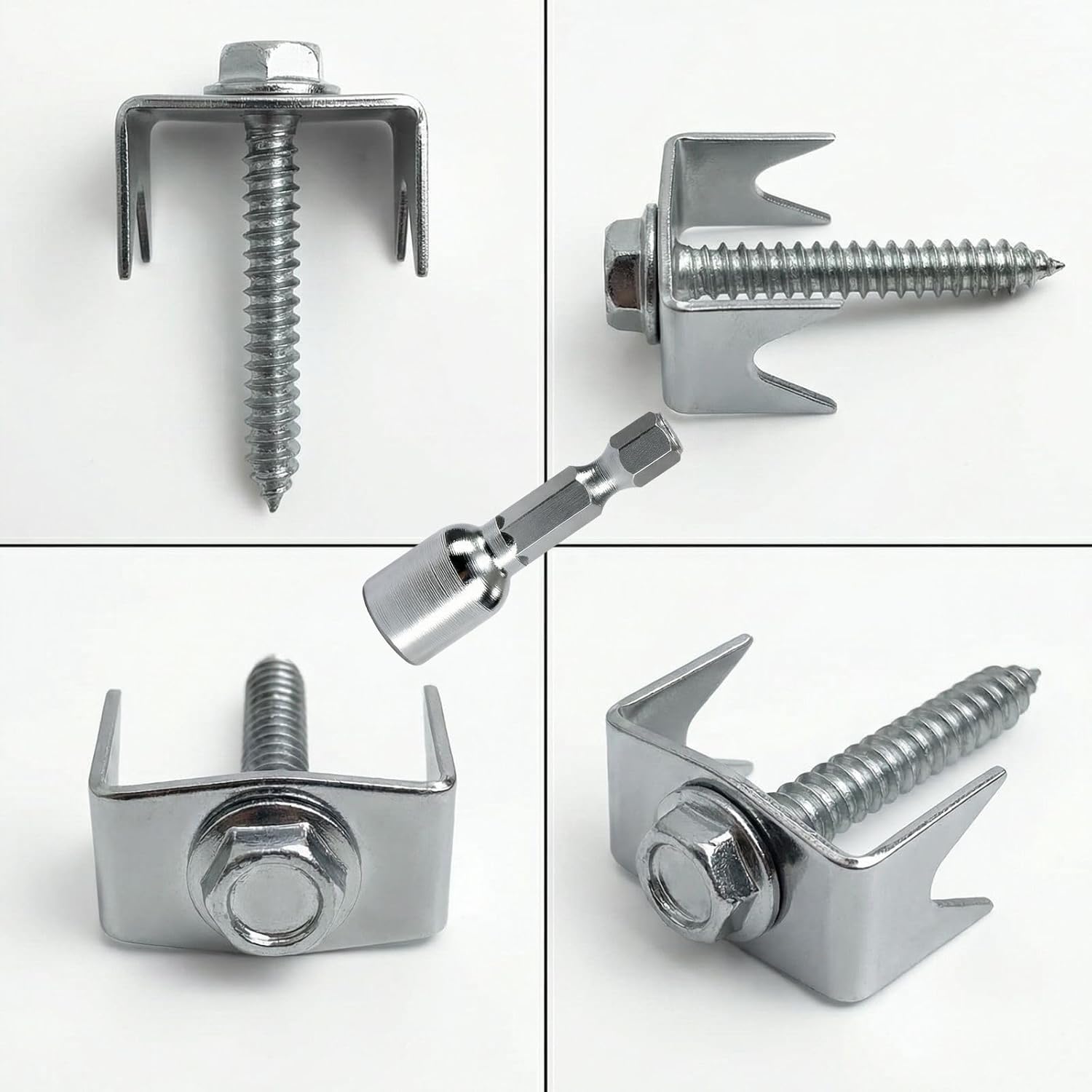 200 Pcs Fence Staples for Wire Fencing, 1.6 Inch Galvanized Steel Fasteners with Hex Socket, Reusable Wire Fence Clips for Chicken Wire, Cattle Panels, and Garden Mesh (200Pack)