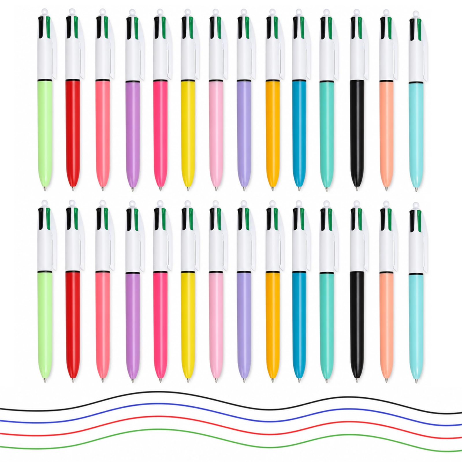 28Pcs Multi Colour Pens, 14Colour, 4 in 1, 1.0mm, Retractable, for Students
