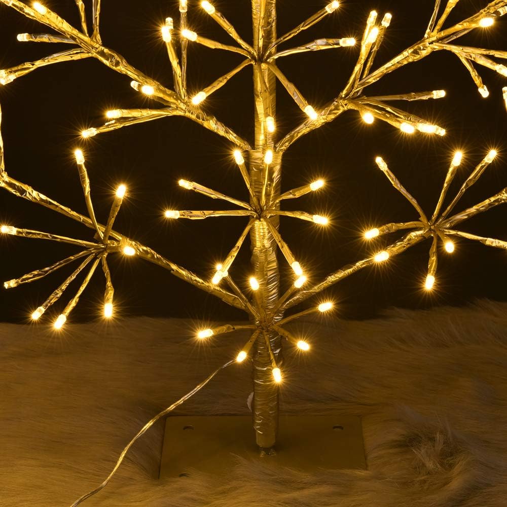 Lightshare 2ft 144L Artificial Christmas Tree Cluster Light,Warm White Light for Home Garden Decoration/Winter/Wedding/Birthday/Christmas/Holiday/Party Decoration,Gold