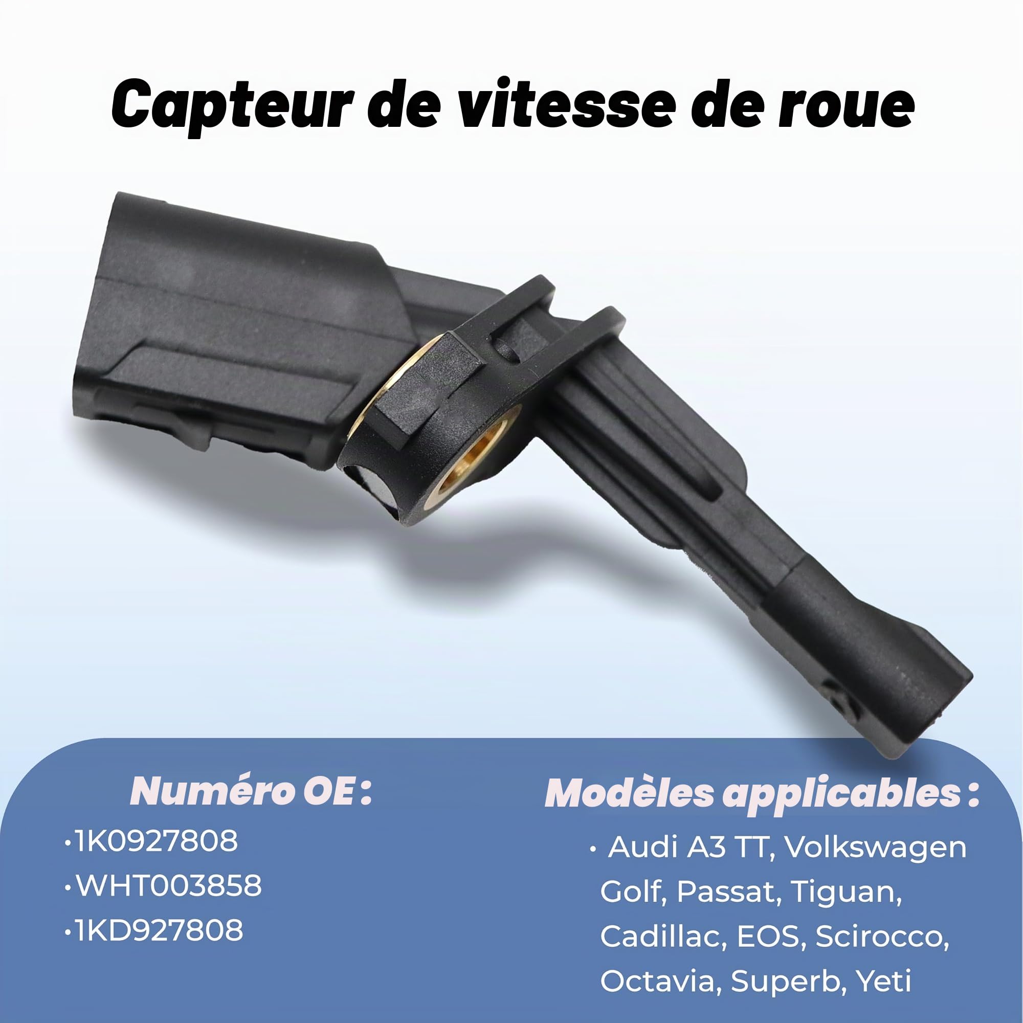 4 Pièces Capteur ABS de Vitesse Roue Capteur Arrière droit pour Audi A3 TT VW Beetle Golf Passat Tiguan Caddy EOS Jeta 1K0927807 1K0927808