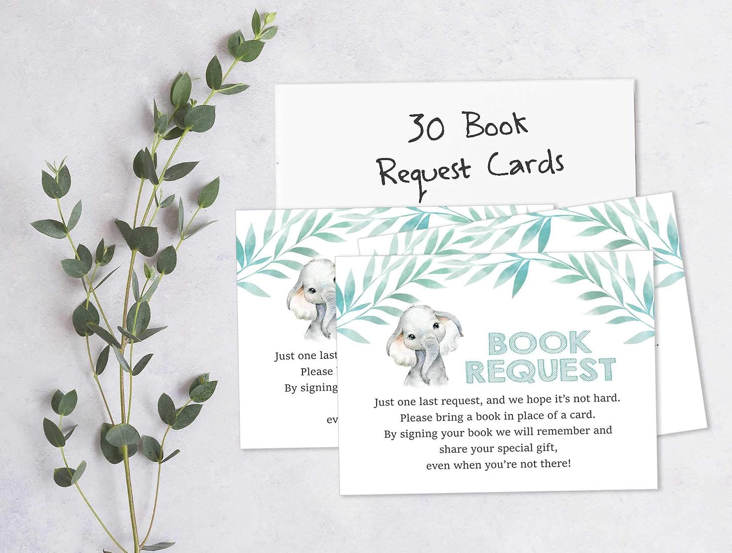 Inkdotpot 30 Baby Elephant Jungle Animals Baby Shower Book Request Cards Bring A Book Instead Of A Card Baby Shower Invitations Inserts Games - Image 5