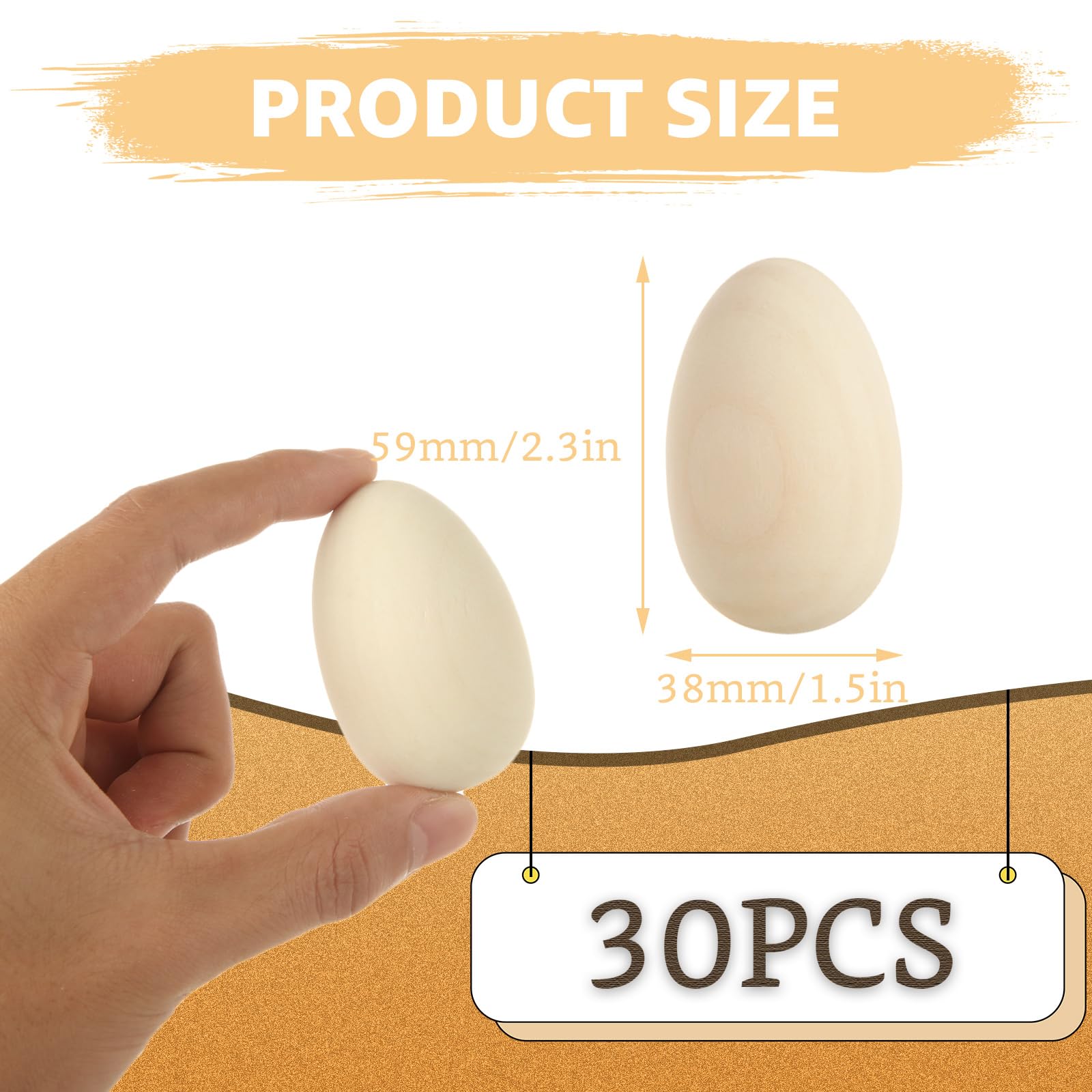 ABuff 30 PCS Wooden Fake Chicken Eggs, Unpainted Faux Wooden Eggs for Easter Crafts, Woodenn Easter Eggss for Decorating DIY Crafts Painting Dyeing, Encouraging Hens to Lay Eggss, 2.36 Inch