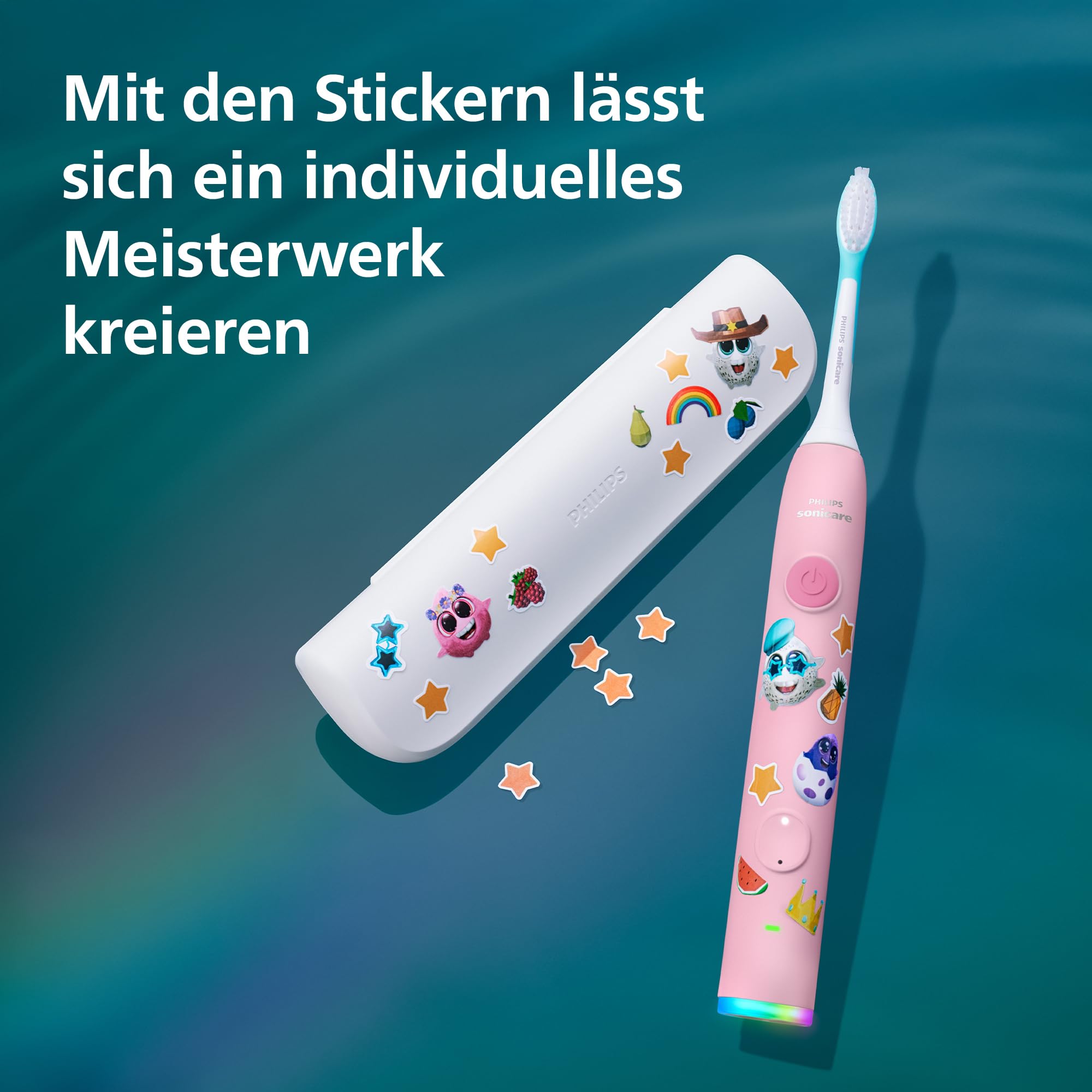 Philips Sonicare for Kids Smart elektrische Zahnbürste - Schallzahnbürste mit App, für Kinder 3+, 2 sanfte Putzprogramme, 2-Minuten-Timer, 2 Bürstenköpfe (Standard + Mini), Pink, Modell HX6600/11