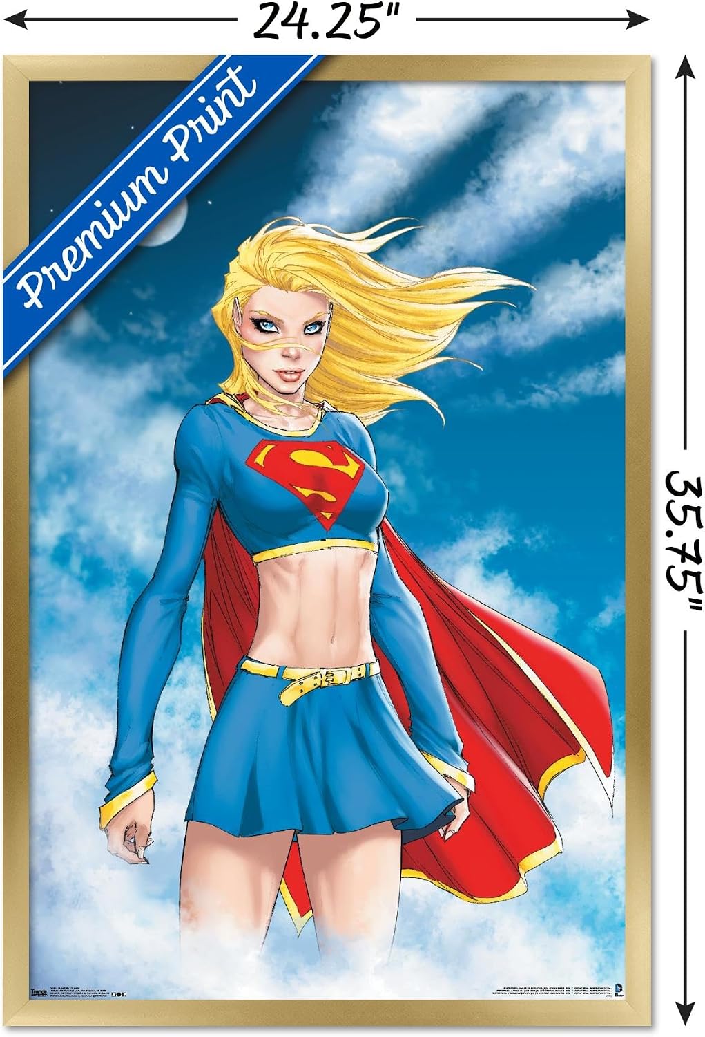 Trends International DC Comics - Supergirl - Clouds Wall Poster, 22.375" x 34", Gold Framed Version