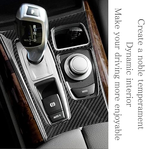 Miniatura 6 de Pacify Cubierta del panel de la palanca de cambios de fibra de carbono, control central, panel de cambios, adhesivo protector compatible con BMW X5