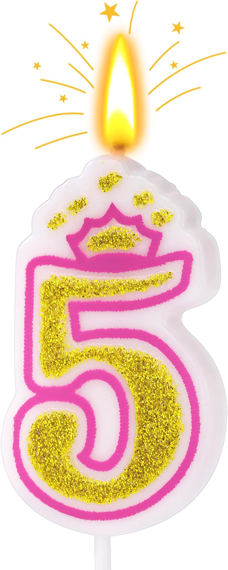 Birthday Number Candles, Number 5 Pink Giltter Candles for Cake, Candle Cake Topper with Sequins for Anniversary Celebrations Supplies (Number 5)