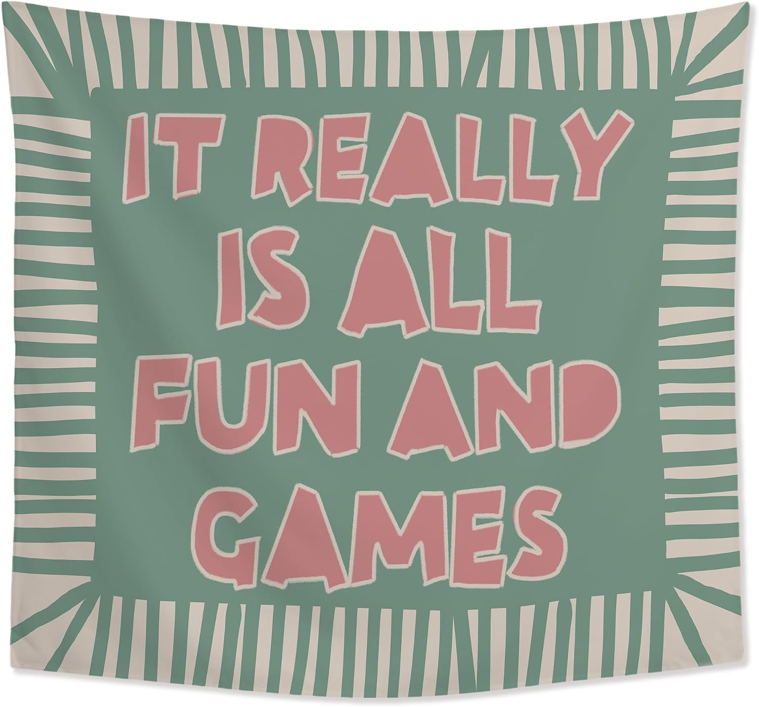 JMENGSSFL Funny Playroom Tapestry, It Is All Fun and Games Tapestry Wall Hanging, Trendy Retro Humorous Wall Decor Hanging Tapestries for Home Game Room Kids Bedroom Nursery Playroom, 50x60 Inch