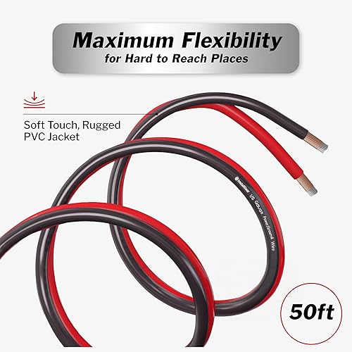 Miniatura 5 de InstallGear 1/0 Gauge Wire (50ft) Copper Clad Aluminum CCA - Battery Cables, Car Amplifier Power and Ground Wire - Automotive, Car Audio Speaker